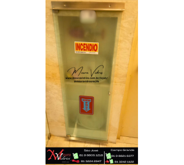 PORTA VIDRO TEMPERADO JATEADO PARA HIDRANTE